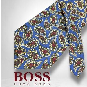 HUGO BOSS Silk Tie - Luxe Chain Print in Cobalt Blue